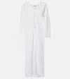 Juliet Dunn Embroidered Sheer Cotton Kaftan In White