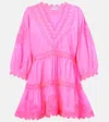 Juliet Dunn Embroidered Tiered Cotton Poplin Minidress In Pink
