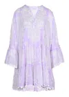 Juliet Dunn Flared Sleeve Dress In Palladio Print Lilac In Purple