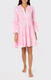 Juliet Dunn Flared Sleeve Dress In Palladio Print Lipstick In Pink