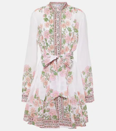 Juliet Dunn Floral Cotton Minidress In White/candy/peach