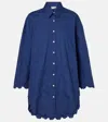 Juliet Dunn Floral Cotton Poplin Shirt Dress In Blue