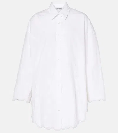 Juliet Dunn Floral Cotton Poplin Shirt In White