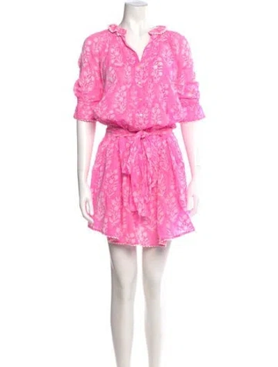 Pre-owned Juliet Dunn Floral Print Knee-length Dress In Pink