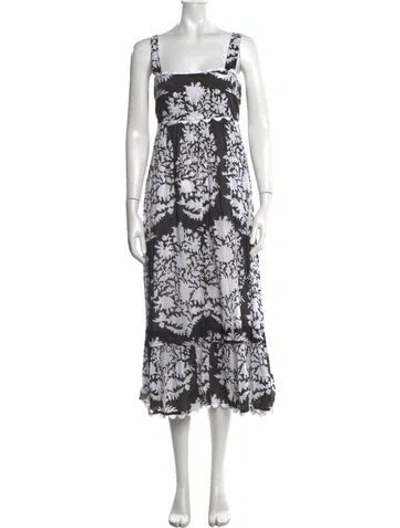 Pre-owned Juliet Dunn Floral Print Long Dress In Black