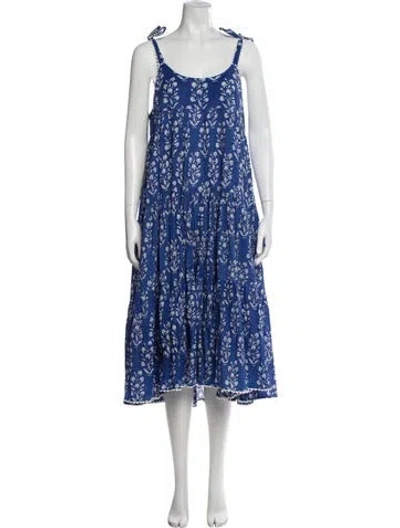 Pre-owned Juliet Dunn Floral Print Long Dress In Blue
