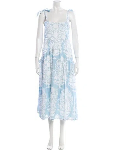 Pre-owned Juliet Dunn Floral Print Long Dress In Blue