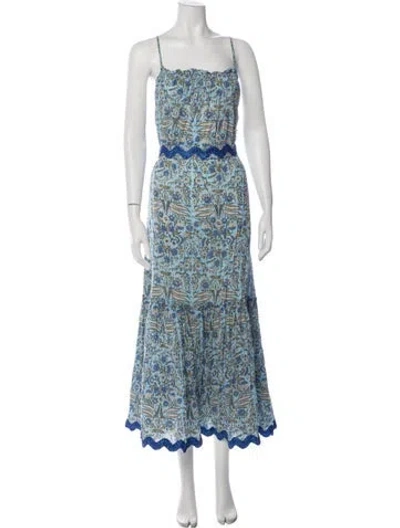 Pre-owned Juliet Dunn Floral Print Long Dress In Blue