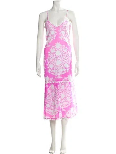 Pre-owned Juliet Dunn Floral Print Long Dress In Multi