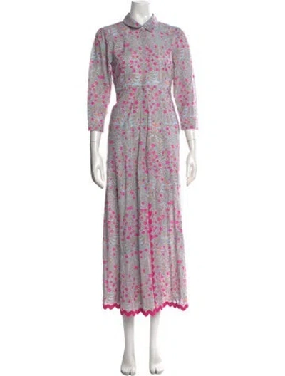 Pre-owned Juliet Dunn Floral Print Long Dress In Multi