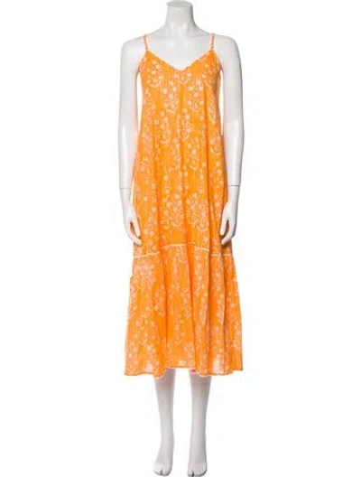 Pre-owned Juliet Dunn Floral Print Long Dress In Orange