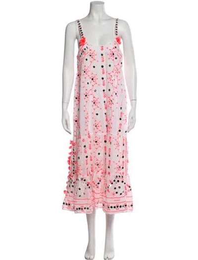 Pre-owned Juliet Dunn Floral Print Long Dress In Pink