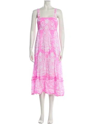 Pre-owned Juliet Dunn Floral Print Long Dress In Pink