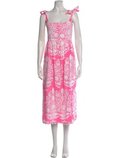 Pre-owned Juliet Dunn Floral Print Long Dress In Pink