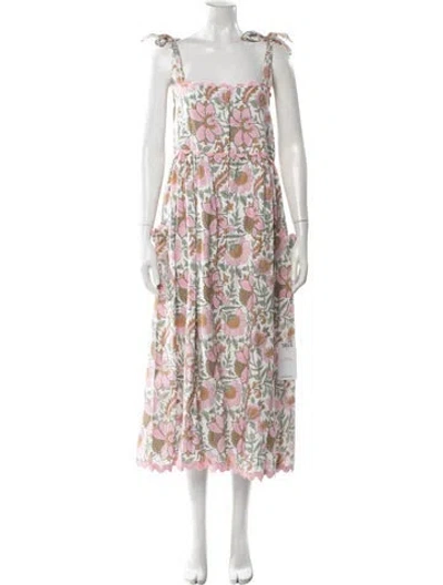 Pre-owned Juliet Dunn Floral Print Long Dress In Pink