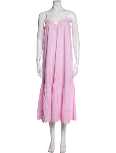 Pre-owned Juliet Dunn Floral Print Long Dress In Pink
