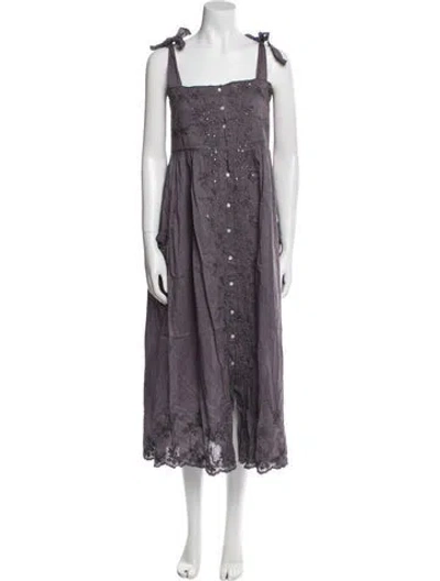 Pre-owned Juliet Dunn Floral Print Long Dress In Purple