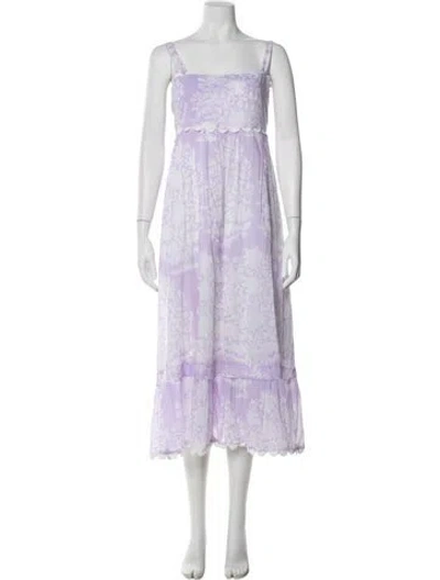 Pre-owned Juliet Dunn Floral Print Long Dress In Purple