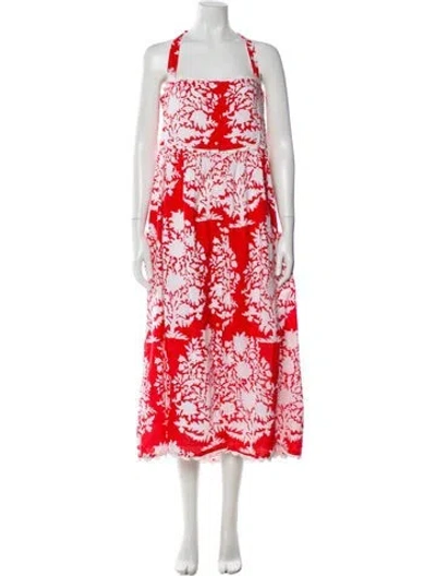 Pre-owned Juliet Dunn Floral Print Long Dress In Red