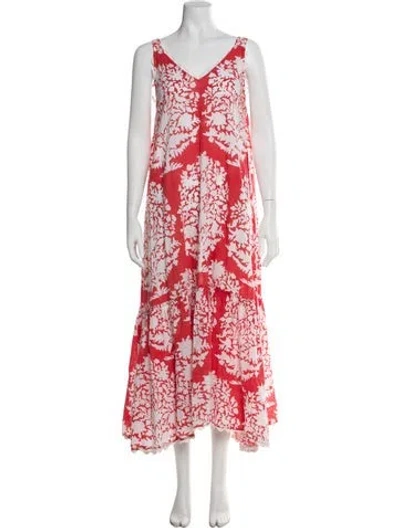Pre-owned Juliet Dunn Floral Print Long Dress In Red