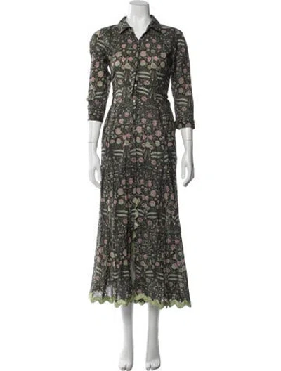 Pre-owned Juliet Dunn Floral Print Long Dress W/ Tags In Green