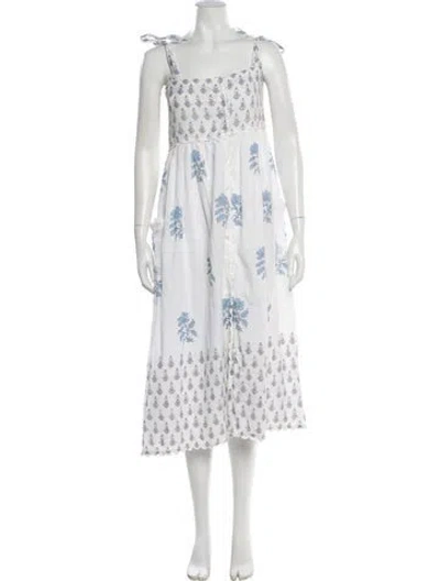 Pre-owned Juliet Dunn Floral Print Long Dress In White