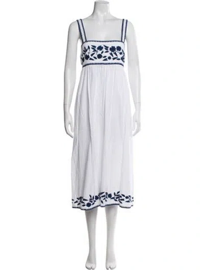 Pre-owned Juliet Dunn Floral Print Long Dress In White