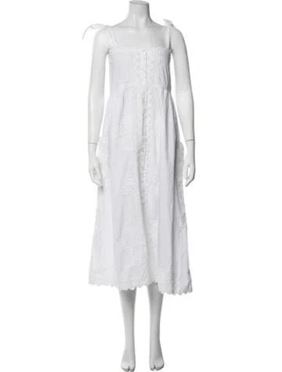 Pre-owned Juliet Dunn Floral Print Long Dress In White