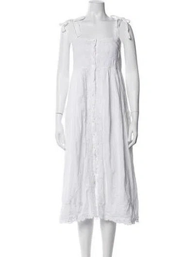 Pre-owned Juliet Dunn Floral Print Long Dress In White