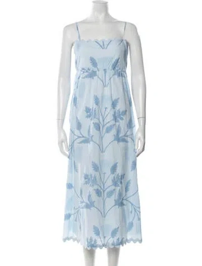 Pre-owned Juliet Dunn Floral Print Midi Length Dress In Blue