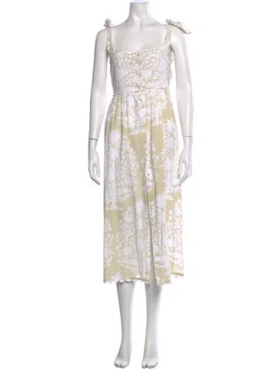 Pre-owned Juliet Dunn Floral Print Midi Length Dress In Neutral