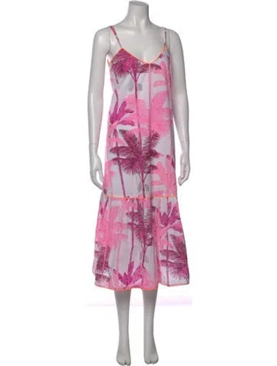 Pre-owned Juliet Dunn Floral Print Midi Length Dress In Pink