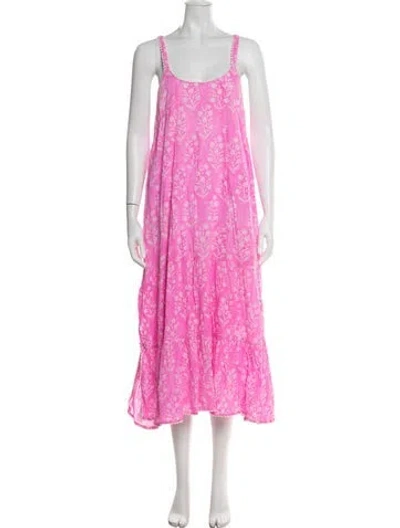 Pre-owned Juliet Dunn Floral Print Midi Length Dress In Pink