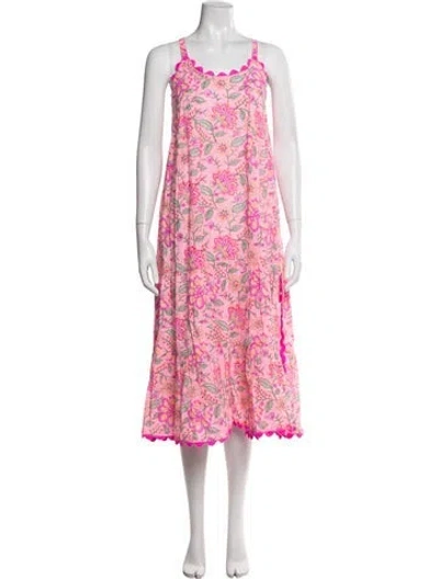 Pre-owned Juliet Dunn Floral Print Midi Length Dress In Pink