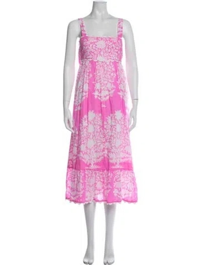 Pre-owned Juliet Dunn Floral Print Midi Length Dress In Pink