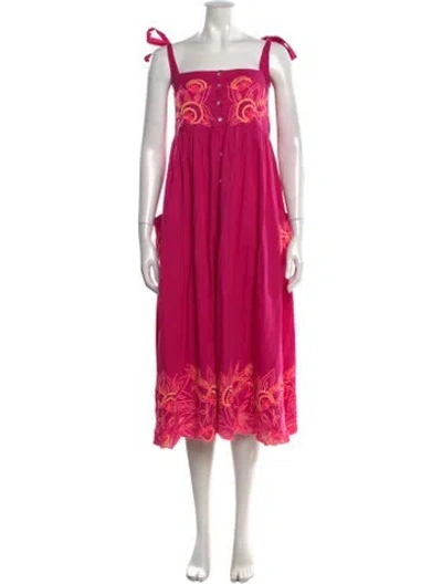 Pre-owned Juliet Dunn Floral Print Midi Length Dress In Pink