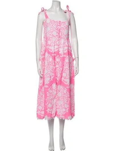 Pre-owned Juliet Dunn Floral Print Midi Length Dress In Pink