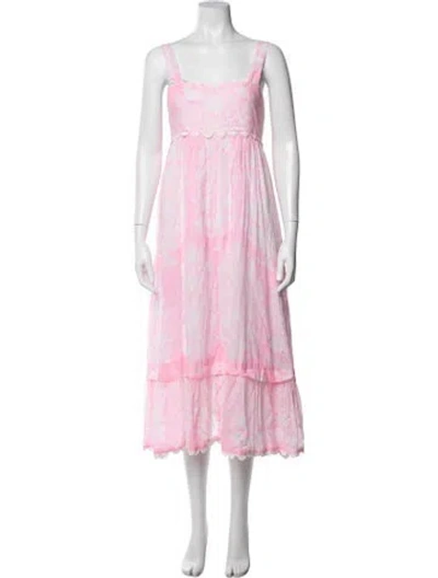 Pre-owned Juliet Dunn Floral Print Midi Length Dress In Pink