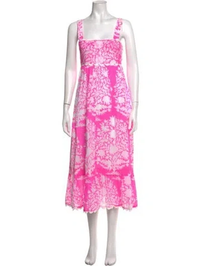 Pre-owned Juliet Dunn Floral Print Midi Length Dress In Pink