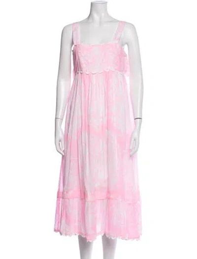 Pre-owned Juliet Dunn Floral Print Midi Length Dress In Pink