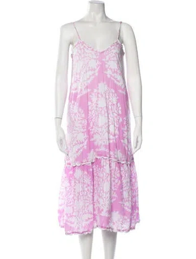 Pre-owned Juliet Dunn Floral Print Midi Length Dress In Pink