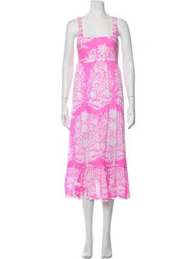 Pre-owned Juliet Dunn Floral Print Midi Length Dress In Pink
