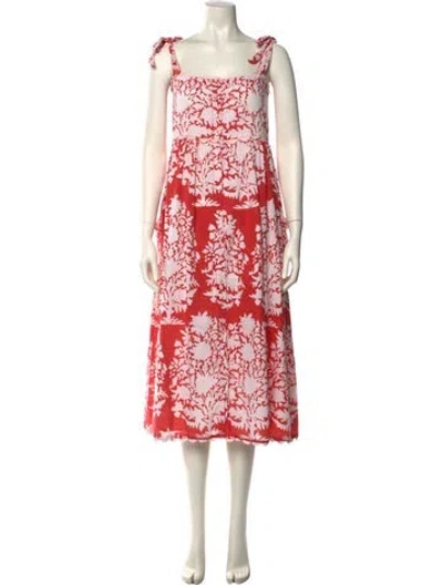 Pre-owned Juliet Dunn Floral Print Midi Length Dress In Red