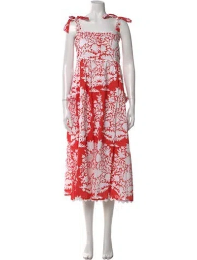 Pre-owned Juliet Dunn Floral Print Midi Length Dress In Red