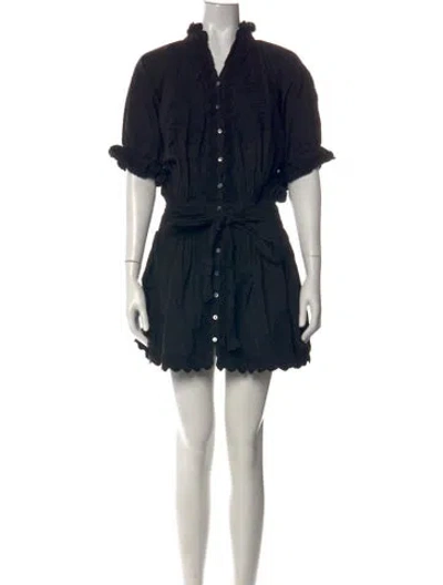 Pre-owned Juliet Dunn Floral Print Mini Dress In Black