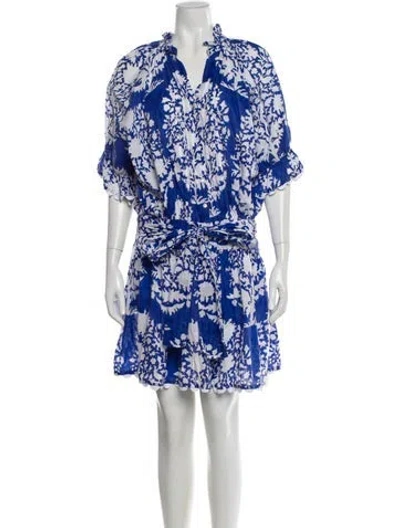 Pre-owned Juliet Dunn Floral Print Mini Dress In Blue