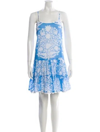 Pre-owned Juliet Dunn Floral Print Mini Dress In Blue