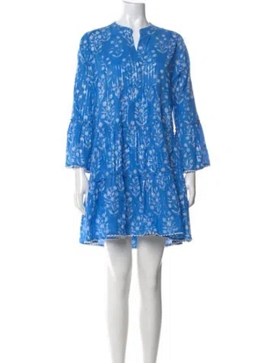Pre-owned Juliet Dunn Floral Print Mini Dress In Blue