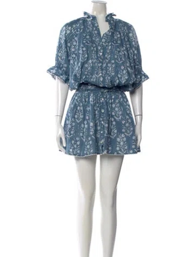 Pre-owned Juliet Dunn Floral Print Mini Dress In Blue