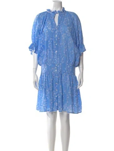 Pre-owned Juliet Dunn Floral Print Mini Dress In Blue